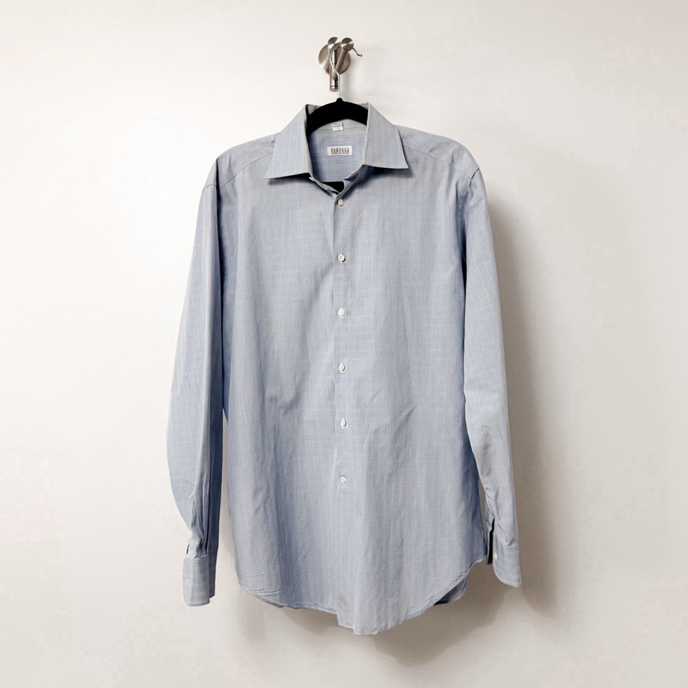 Barneys New York Plaid Button Up Long Sleeve Holiday Chic Dress Shirt 15.5 L